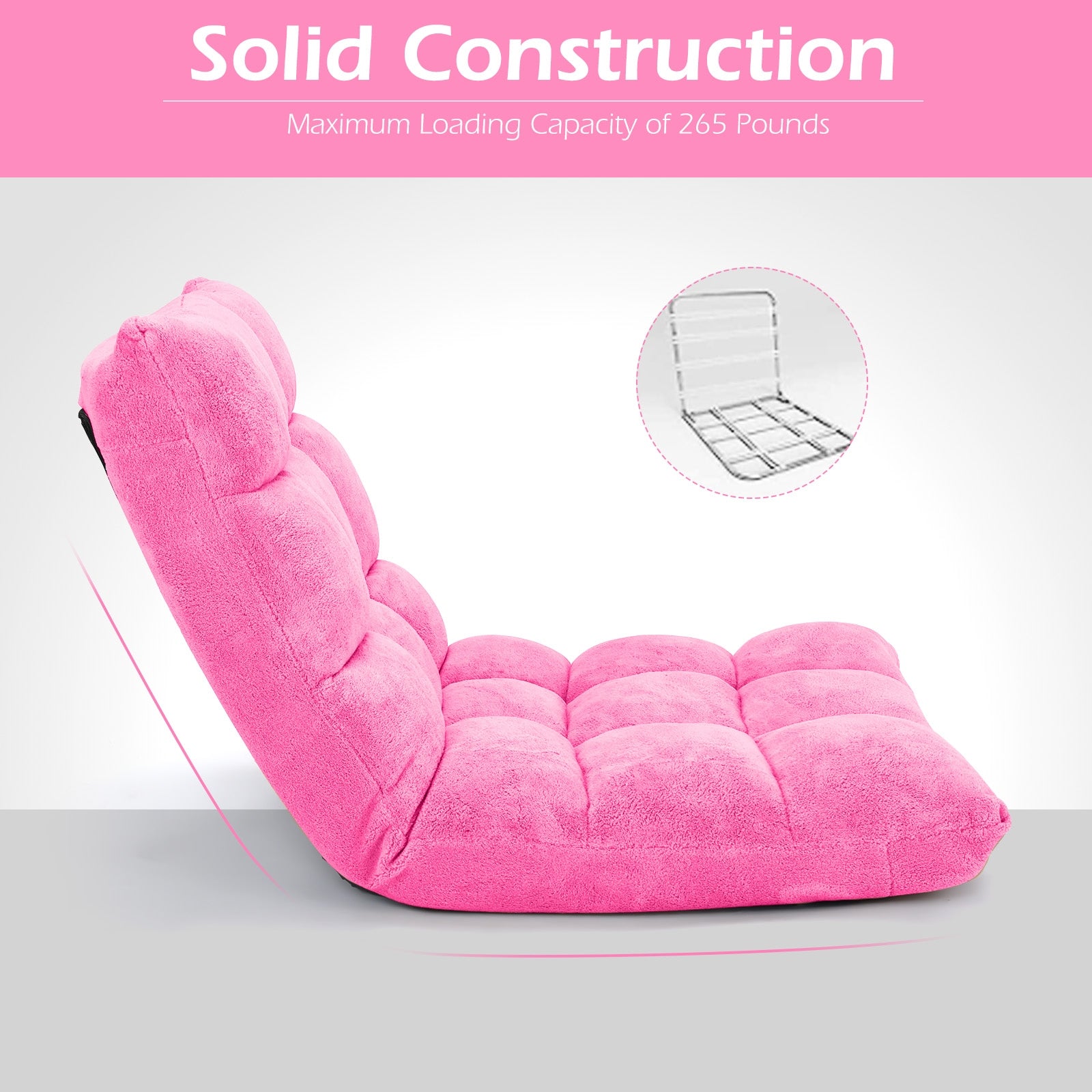Adjustable 14-Position Cushioned Floor Chair, Pink Floor Chairs at Gallery Canada