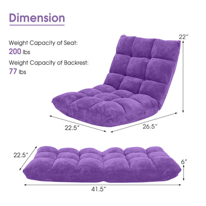 Adjustable 14-Position Cushioned Floor Chair, Purple Floor Chairs at Gallery Canada