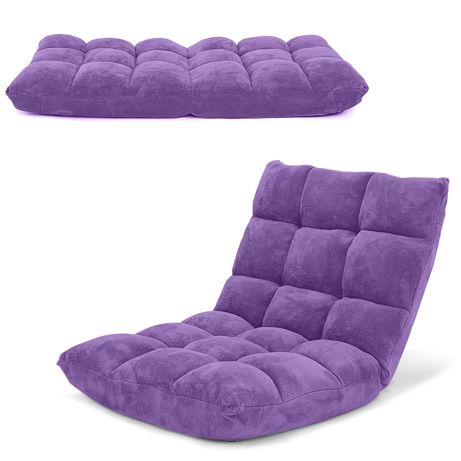 Adjustable 14-Position Cushioned Floor Chair, Purple Floor Chairs at Gallery Canada
