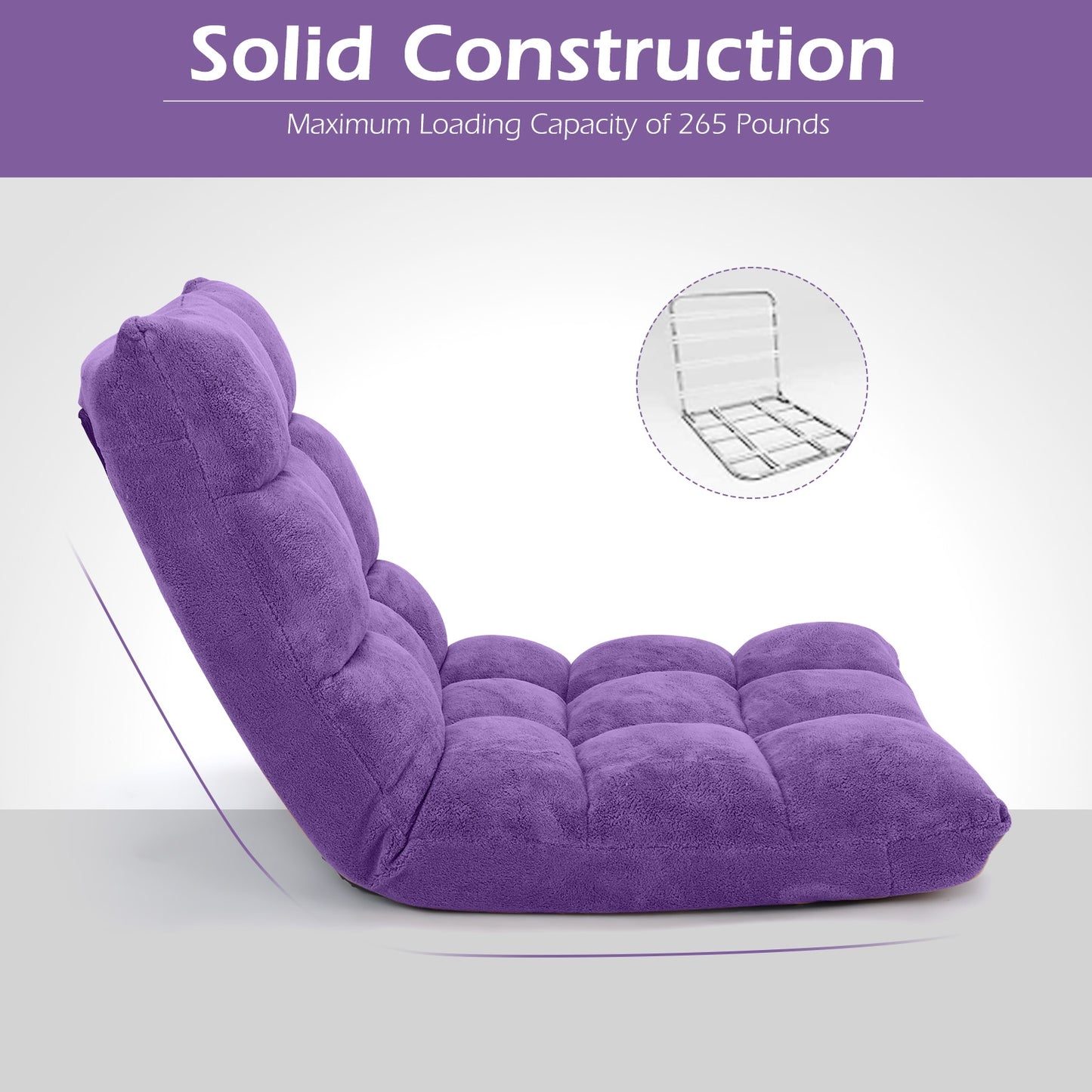 Adjustable 14-Position Cushioned Floor Chair, Purple Floor Chairs at Gallery Canada