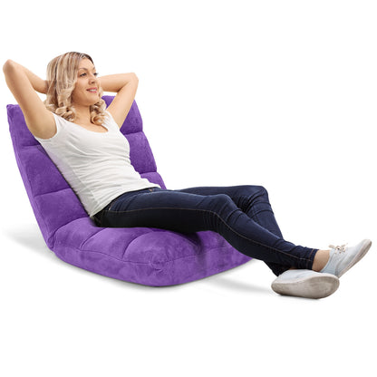 Adjustable 14-Position Cushioned Floor Chair, Purple Floor Chairs at Gallery Canada