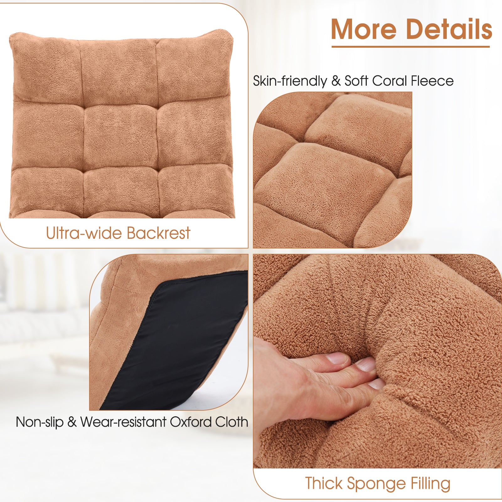 Adjustable 14-Position Cushioned Floor Chair, Beige Floor Chairs at Gallery Canada