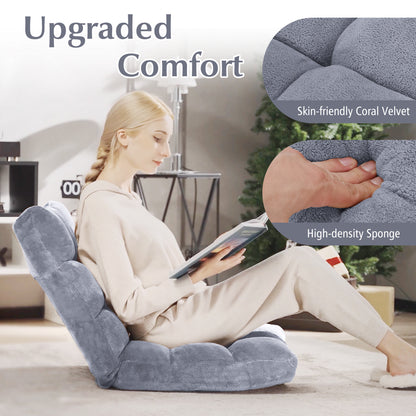 Adjustable 14-Position Cushioned Floor Chair, Gray Floor Chairs at Gallery Canada