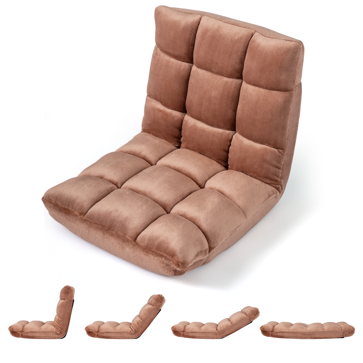 Adjustable 14-Position Cushioned Floor Chair, Beige Floor Chairs Beige at Gallery Canada