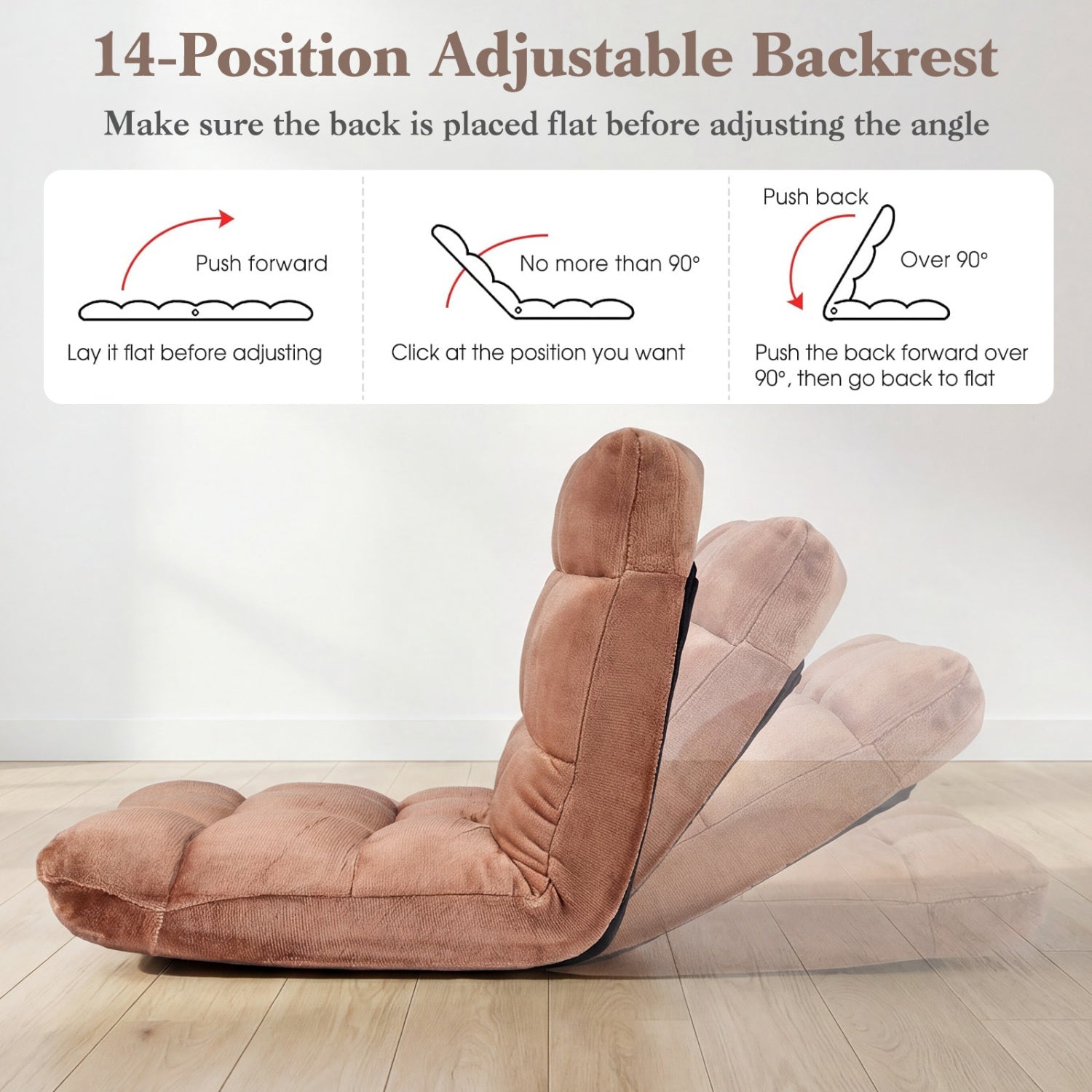 Adjustable 14-Position Cushioned Floor Chair, Beige Floor Chairs at Gallery Canada