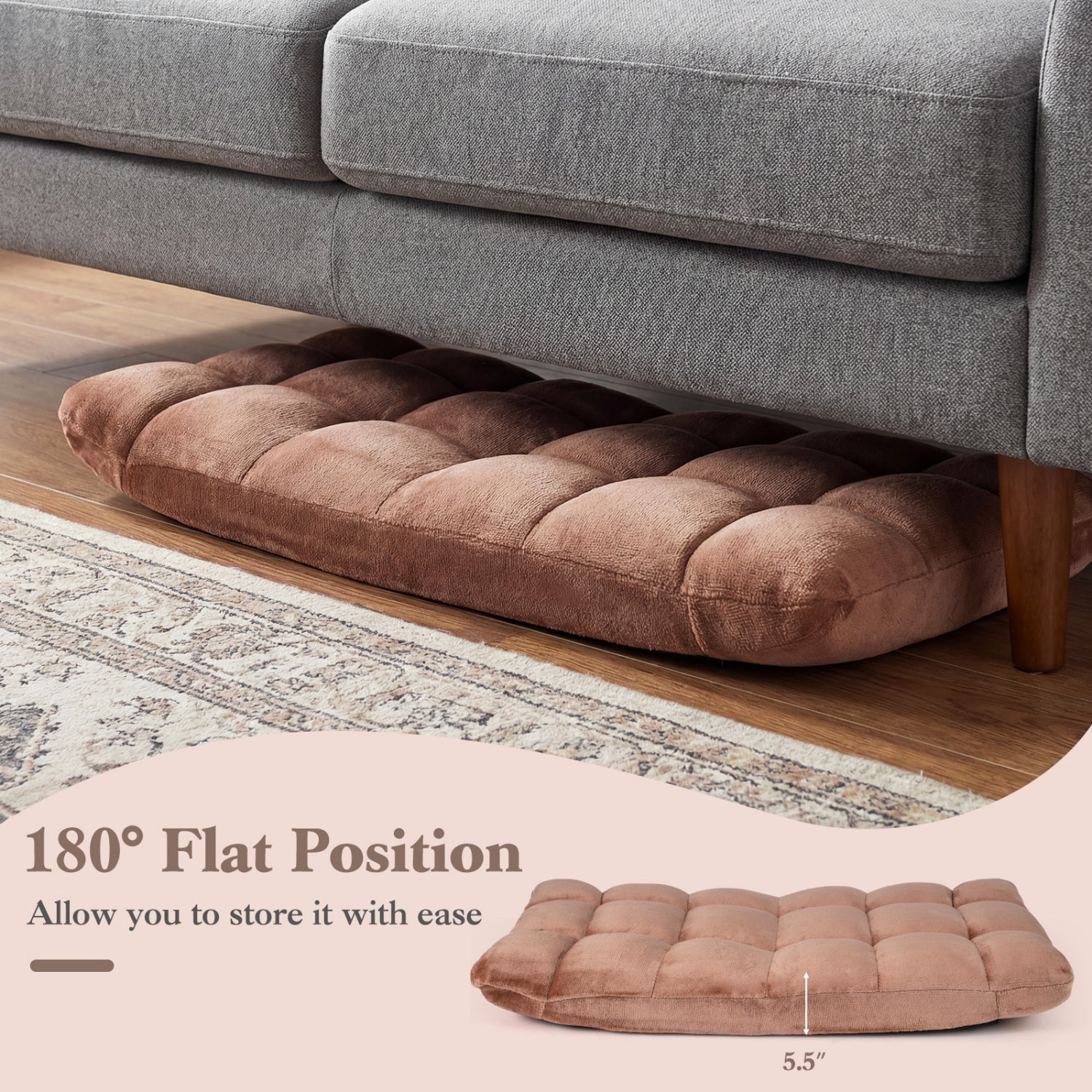 Adjustable 14-Position Cushioned Floor Chair, Beige Floor Chairs at Gallery Canada