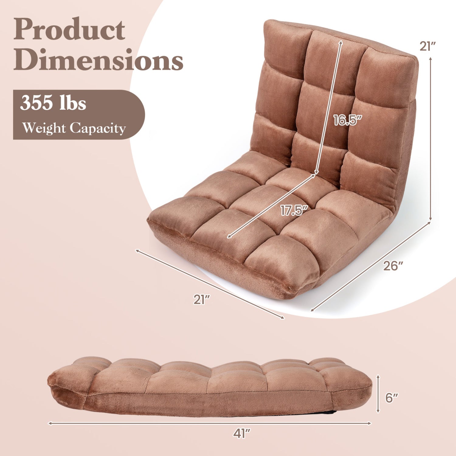 Adjustable 14-Position Cushioned Floor Chair, Beige Floor Chairs at Gallery Canada