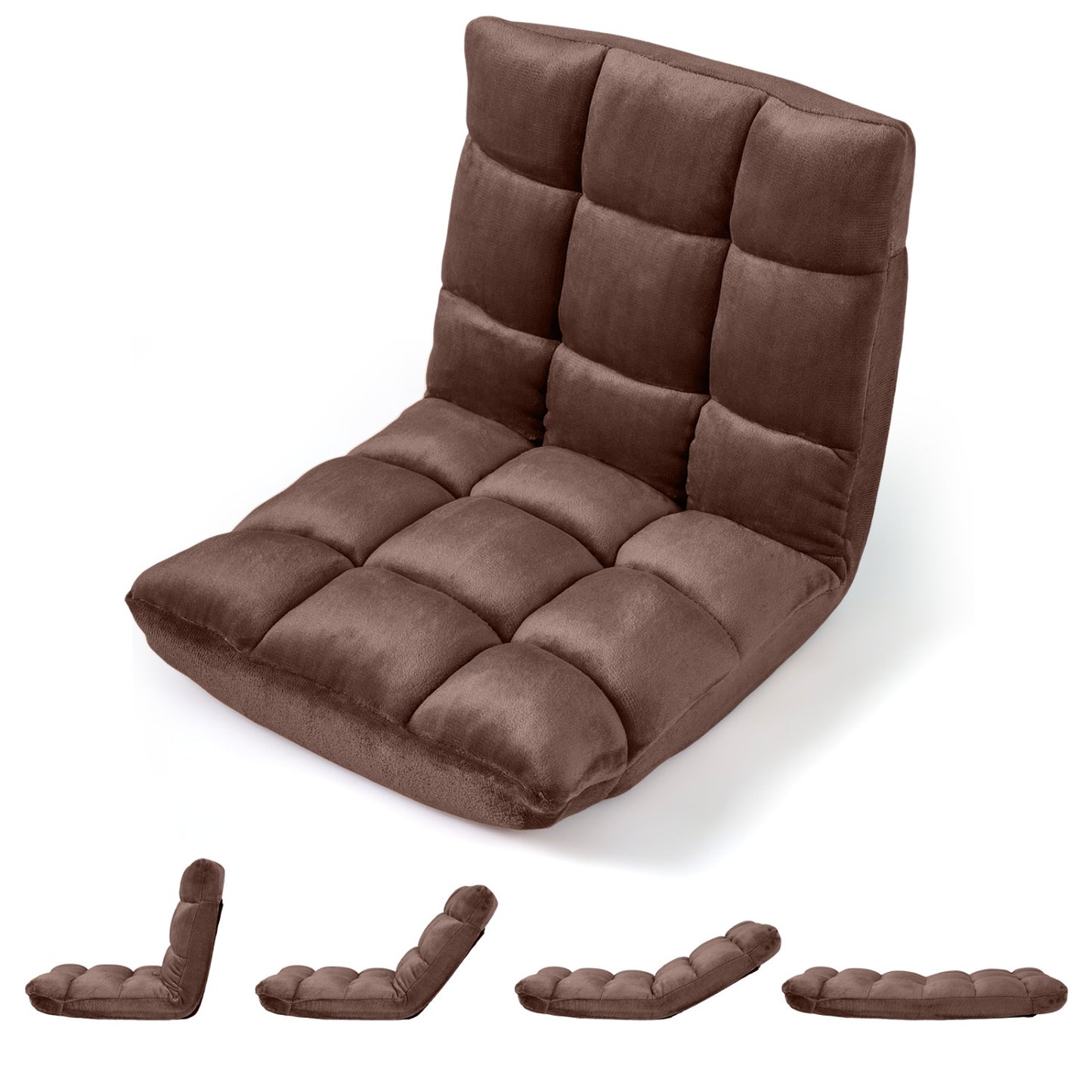 Adjustable 14-Position Cushioned Floor Chair, Brown Floor Chairs Brown at Gallery Canada