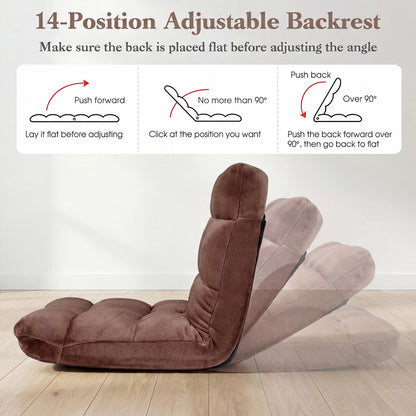 Adjustable 14-Position Cushioned Floor Chair, Brown Floor Chairs at Gallery Canada