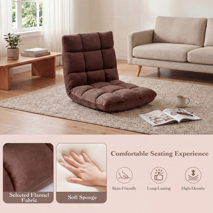 Adjustable 14-Position Cushioned Floor Chair, Brown Floor Chairs at Gallery Canada
