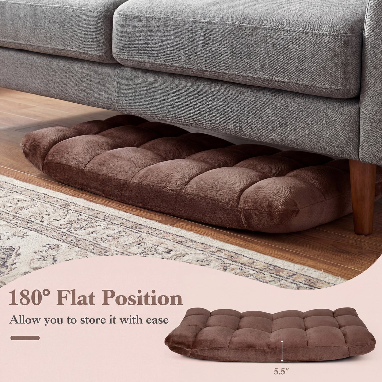 Adjustable 14-Position Cushioned Floor Chair, Brown Floor Chairs at Gallery Canada