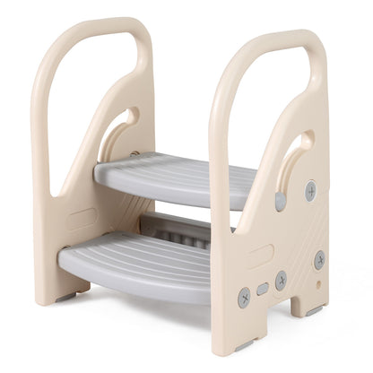 Adjustable 2-Step Kids Stool, Safety Handles, Non-Slip Pads, Gray Toddler & Kids Furniture at Gallery Canada
