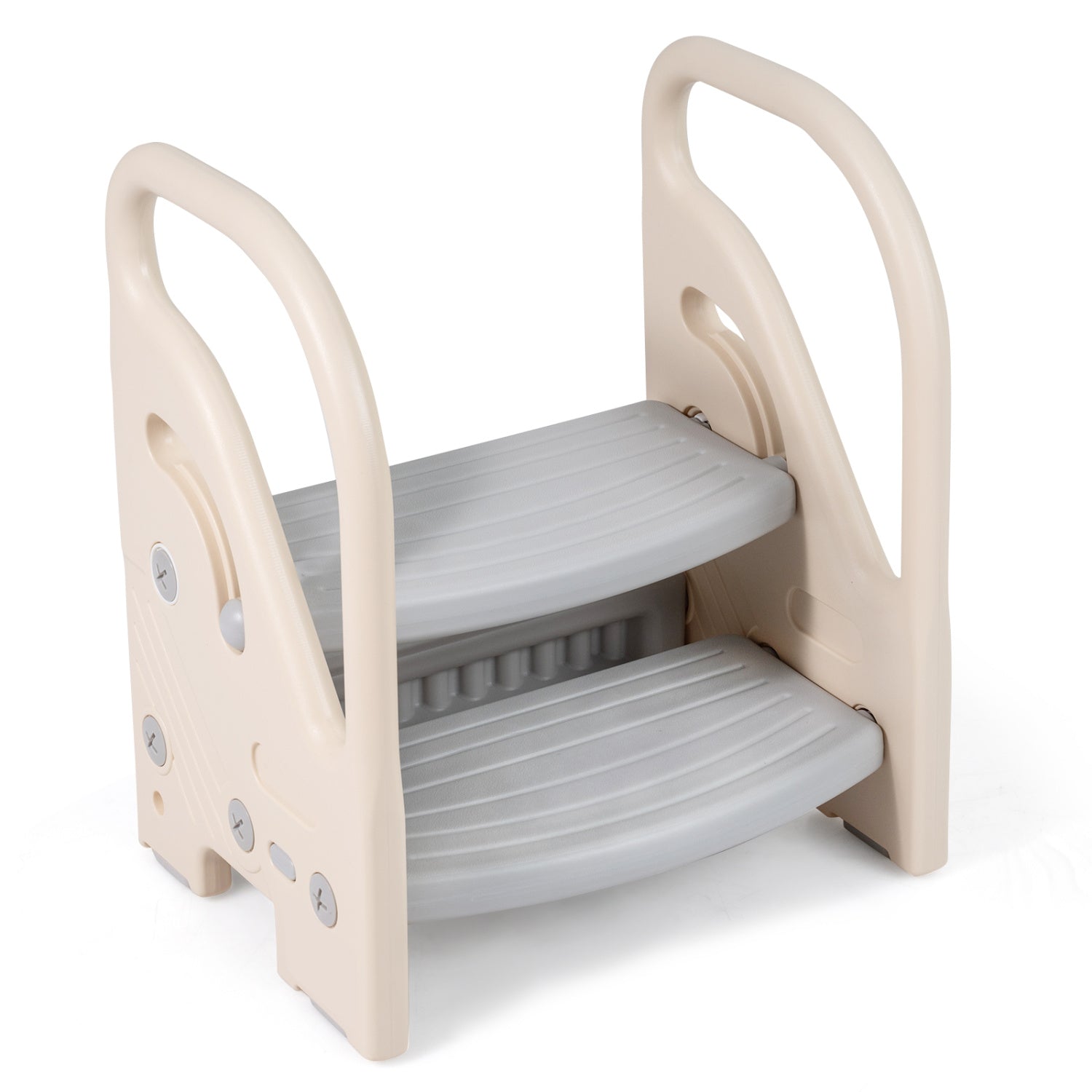 Adjustable 2-Step Kids Stool, Safety Handles, Non-Slip Pads, Gray Toddler & Kids Furniture Gray at Gallery Canada