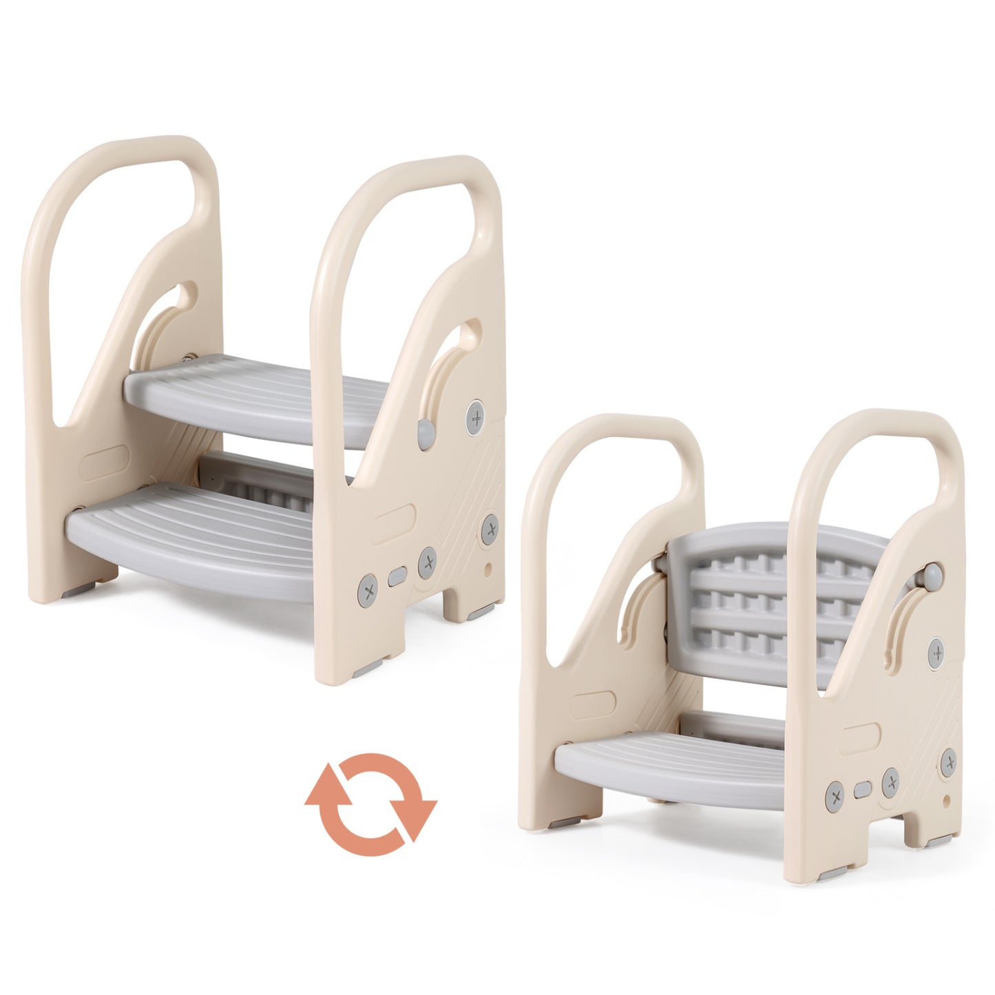 Adjustable 2-Step Kids Stool, Safety Handles, Non-Slip Pads, Gray Toddler & Kids Furniture at Gallery Canada