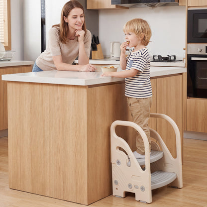 Adjustable 2-Step Kids Stool, Safety Handles, Non-Slip Pads, Gray Toddler & Kids Furniture at Gallery Canada
