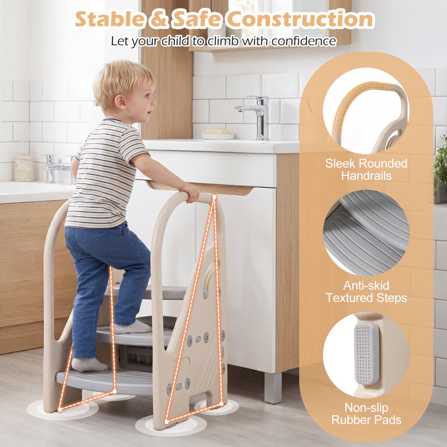 Adjustable 3-Step Helper Stool, Gray Kids Chairs & Seating at Gallery Canada