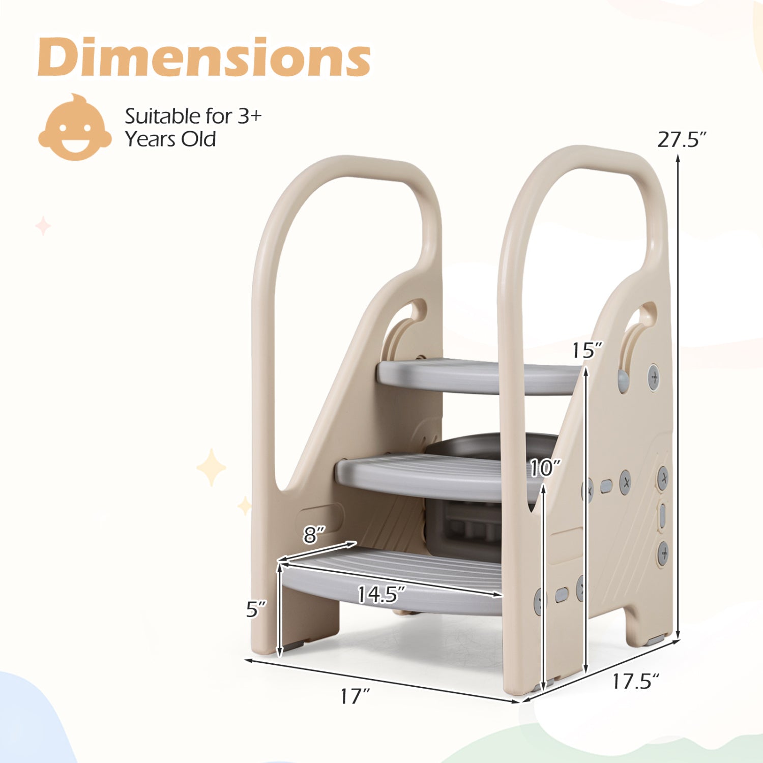 Adjustable 3-Step Helper Stool, Gray Kids Chairs & Seating at Gallery Canada