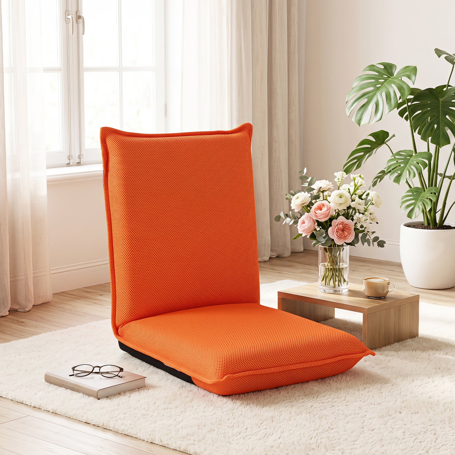 Chaise de sol pliante réglable, orange