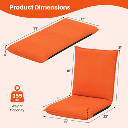 Chaise de sol pliante réglable, orange