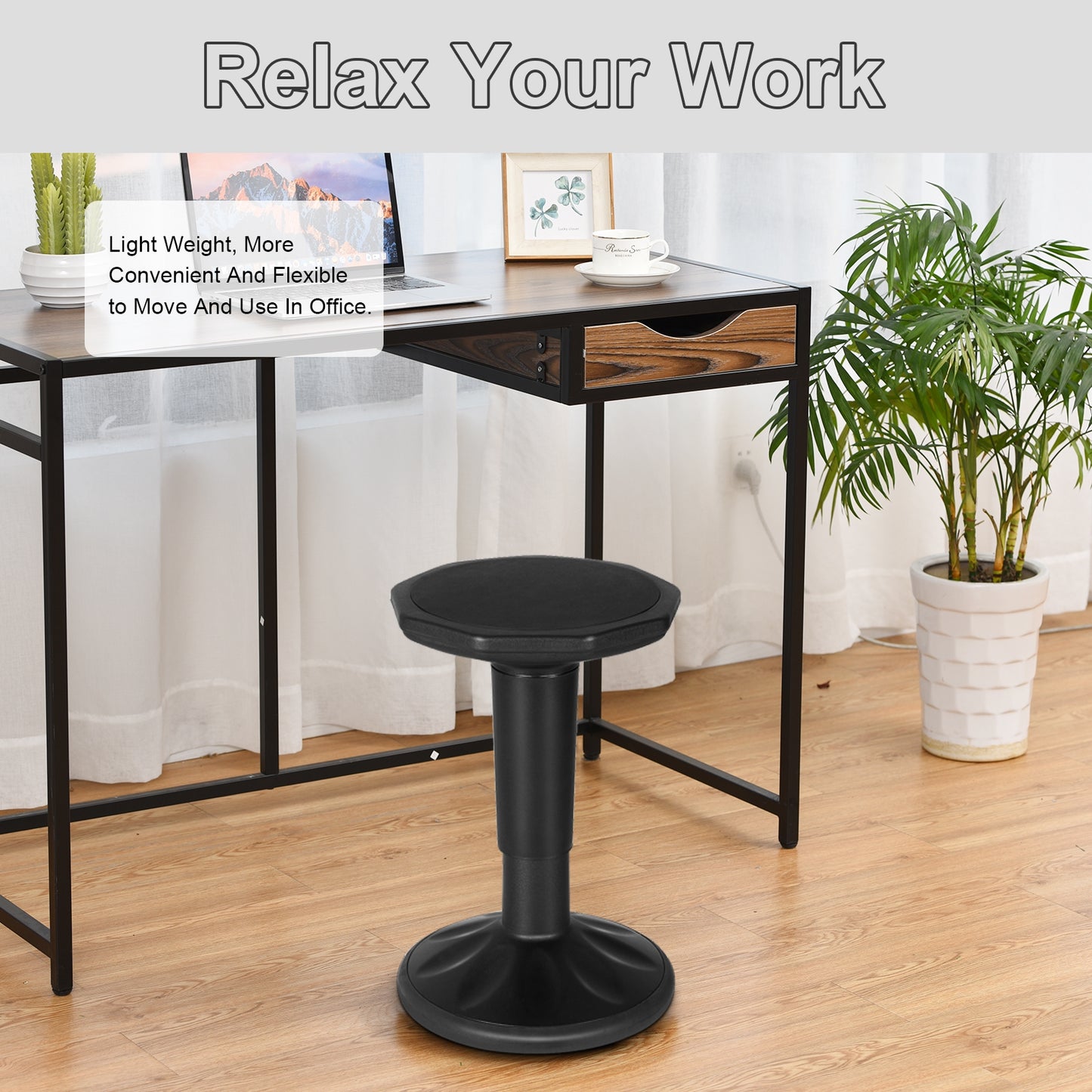 Adjustable Active Learning Stool Sitting Home Office Wobble Chair with Cushion Seat , Black Kneeling Chiars at Gallery Canada