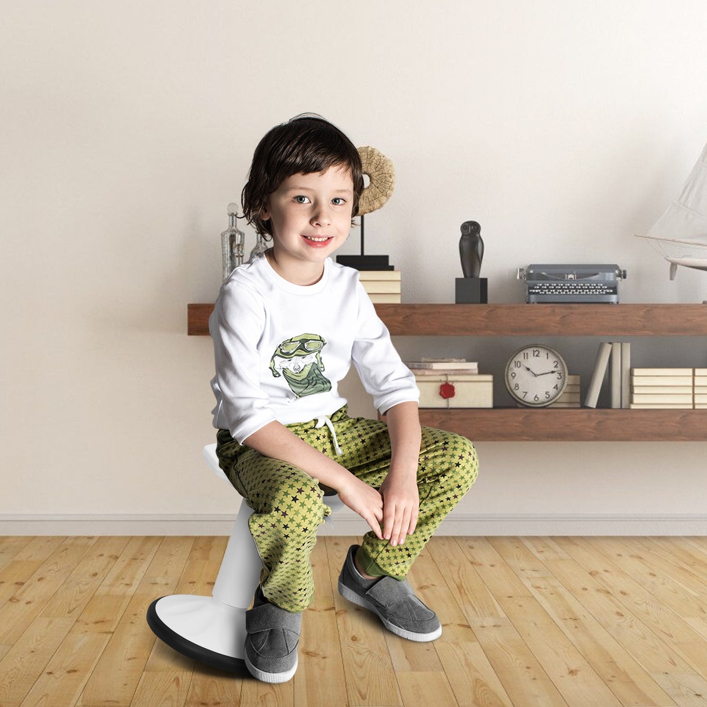 Adjustable Active Learning Stool Sitting Home Office Wobble Chair with Cushion Seat, White Kneeling Chiars at Gallery Canada