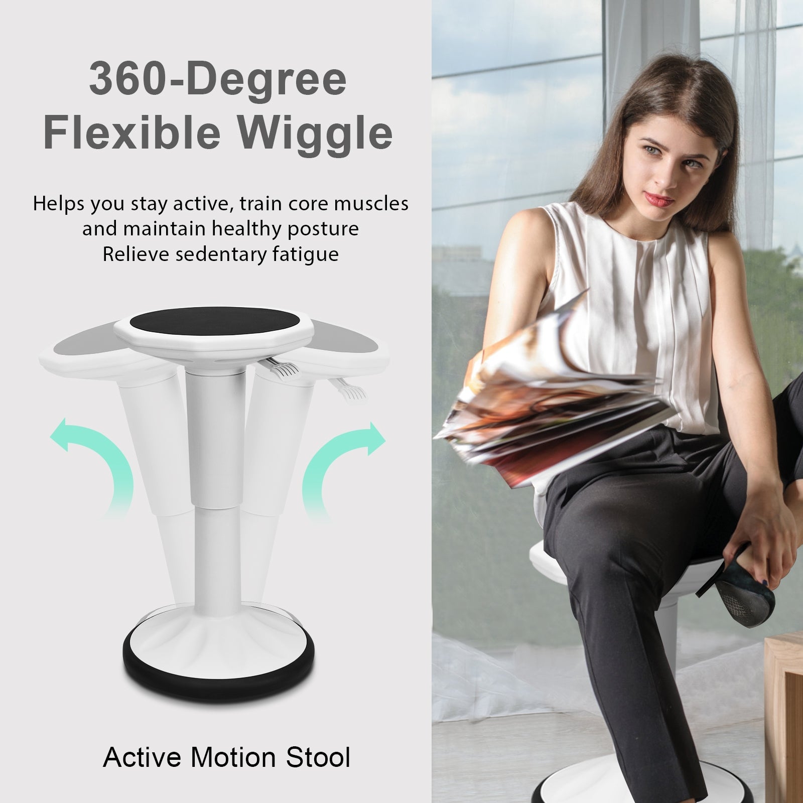 Adjustable Active Learning Stool Sitting Home Office Wobble Chair with Cushion Seat, White Kneeling Chiars at Gallery Canada