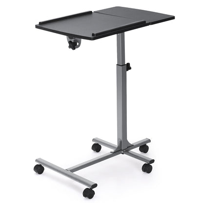 Adjustable Angle Height Rolling Laptop Table, Black Laptop Tables & Printer Stands Black at Gallery Canada