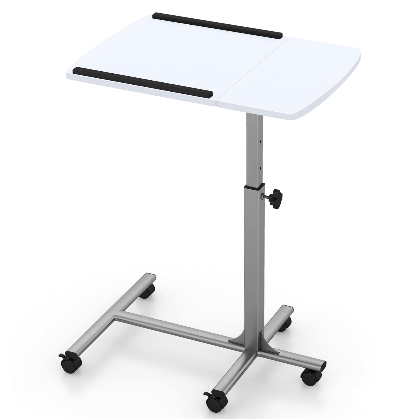 Adjustable Angle Height Rolling Laptop Table, White Laptop Tables & Printer Stands White at Gallery Canada