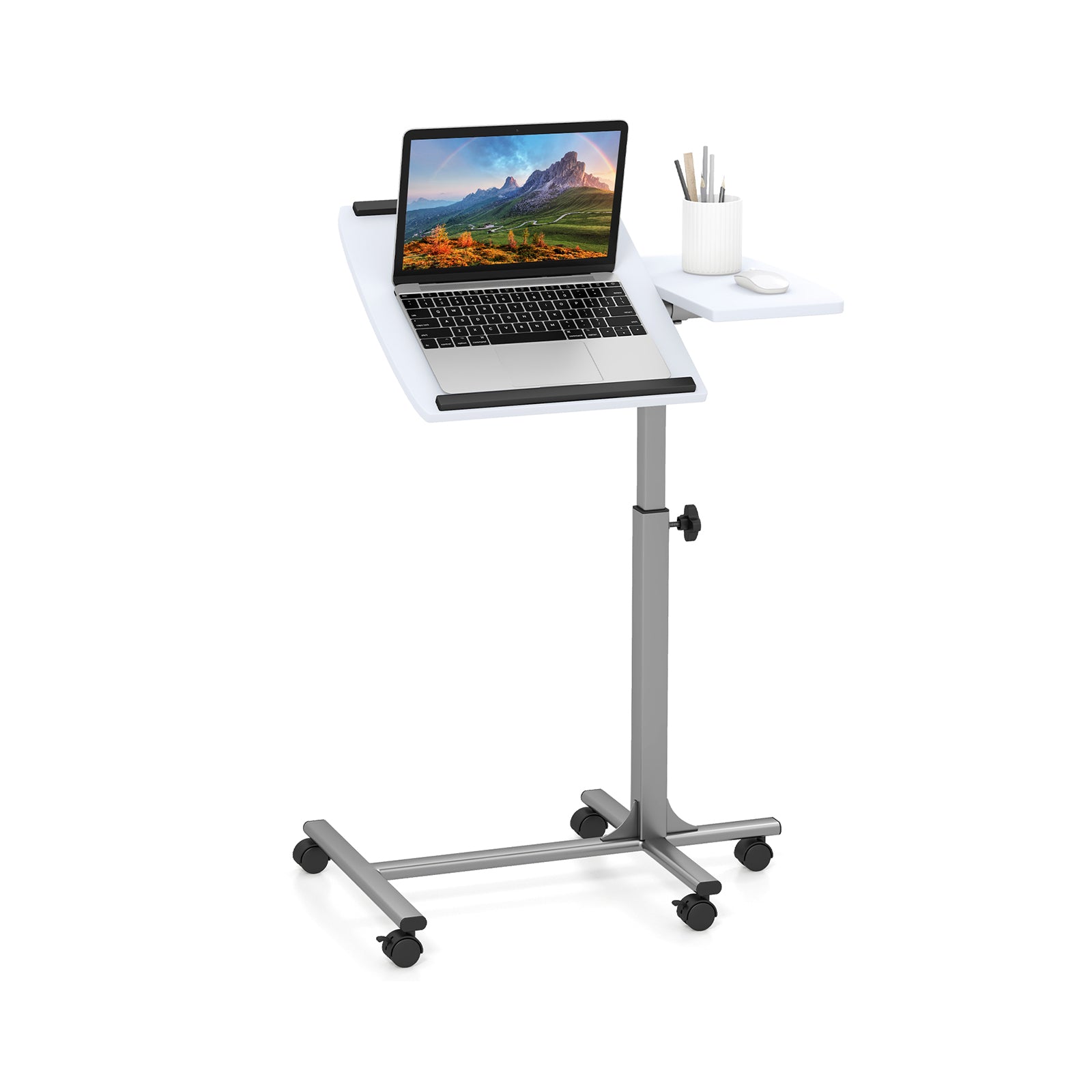 Adjustable Angle Height Rolling Laptop Table, White Laptop Tables & Printer Stands at Gallery Canada