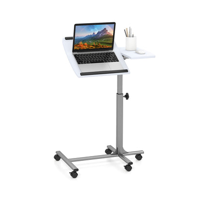 Adjustable Angle Height Rolling Laptop Table, White Laptop Tables & Printer Stands at Gallery Canada