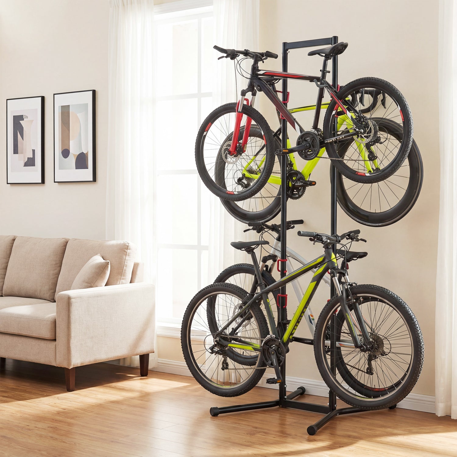 Adjustable Bike Storage Rack with Vertical Stand for 4 Bikes and Garage Exercise Bikes at Gallery Canada