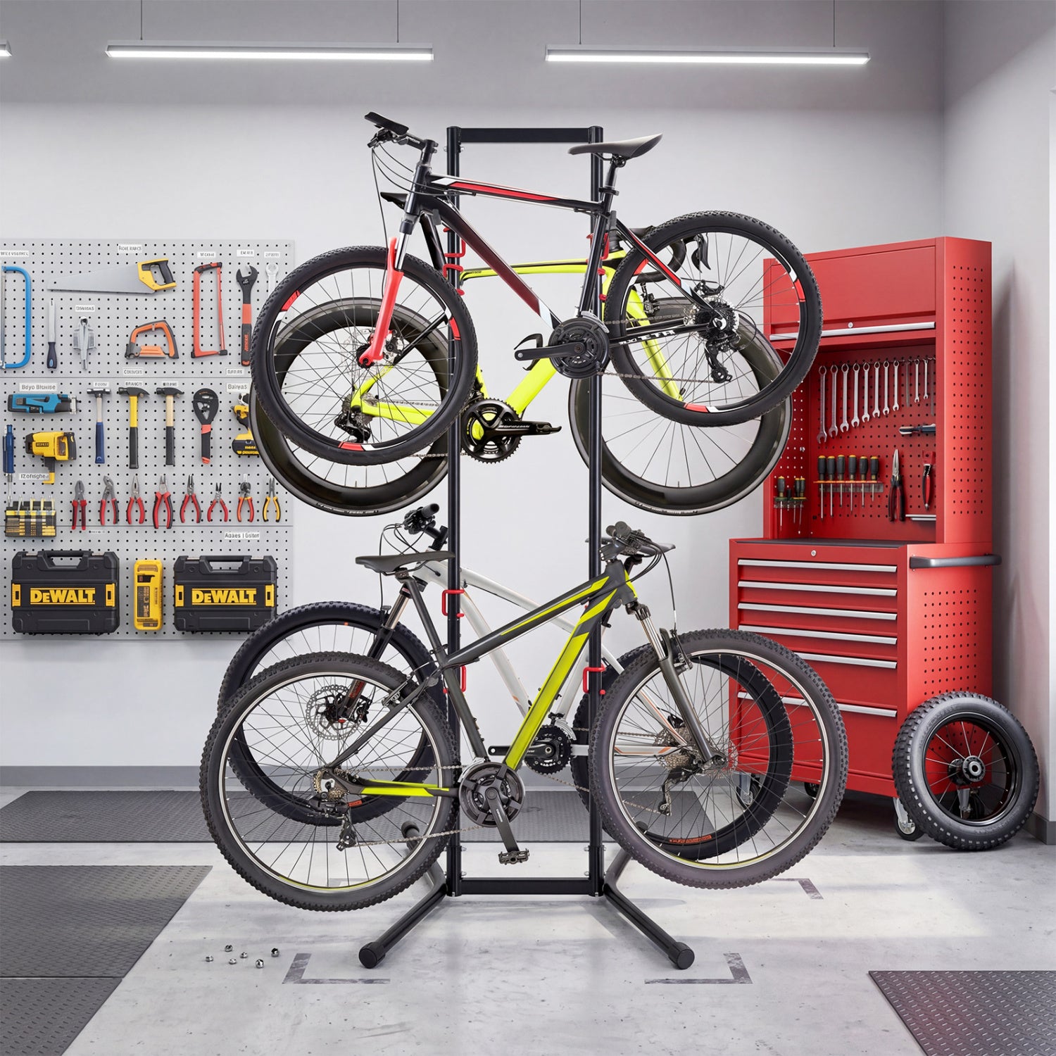 Adjustable Bike Storage Rack with Vertical Stand for 4 Bikes and Garage Exercise Bikes at Gallery Canada