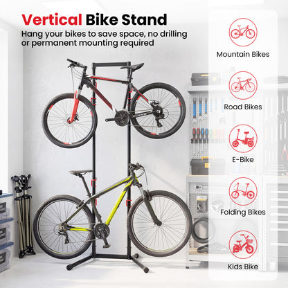Adjustable Bike Storage Rack with Vertical Stand for 4 Bikes and Garage Exercise Bikes at Gallery Canada