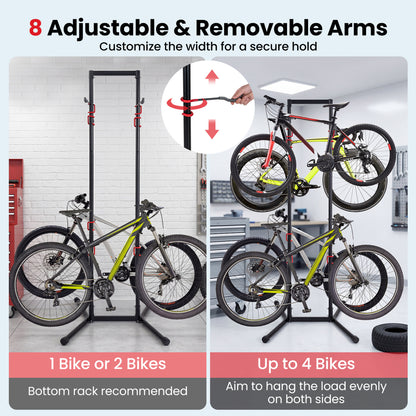 Adjustable Bike Storage Rack with Vertical Stand for 4 Bikes and Garage Exercise Bikes at Gallery Canada