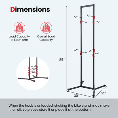 Adjustable Bike Storage Rack with Vertical Stand for 4 Bikes and Garage Exercise Bikes at Gallery Canada