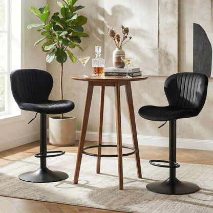 Adjustable Counter Height Chairs Set of 2 with Velvet Upholstered Backrests, Black Bar Stools at Gallery Canada