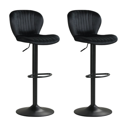 Adjustable Counter Height Chairs Set of 2 with Velvet Upholstered Backrests, Black Bar Stools Black at Gallery Canada