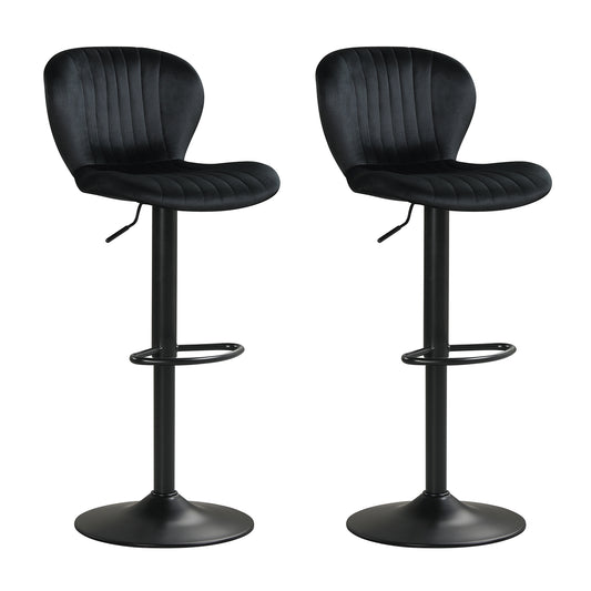 Adjustable Counter Height Chairs Set of 2 with Velvet Upholstered Backrests, Black Bar Stools Black at Gallery Canada