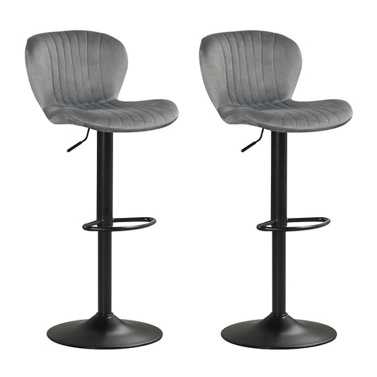 Adjustable Counter Height Chairs Set of 2 with Velvet Upholstered Backrests, Gray Bar Stools Gray at Gallery Canada