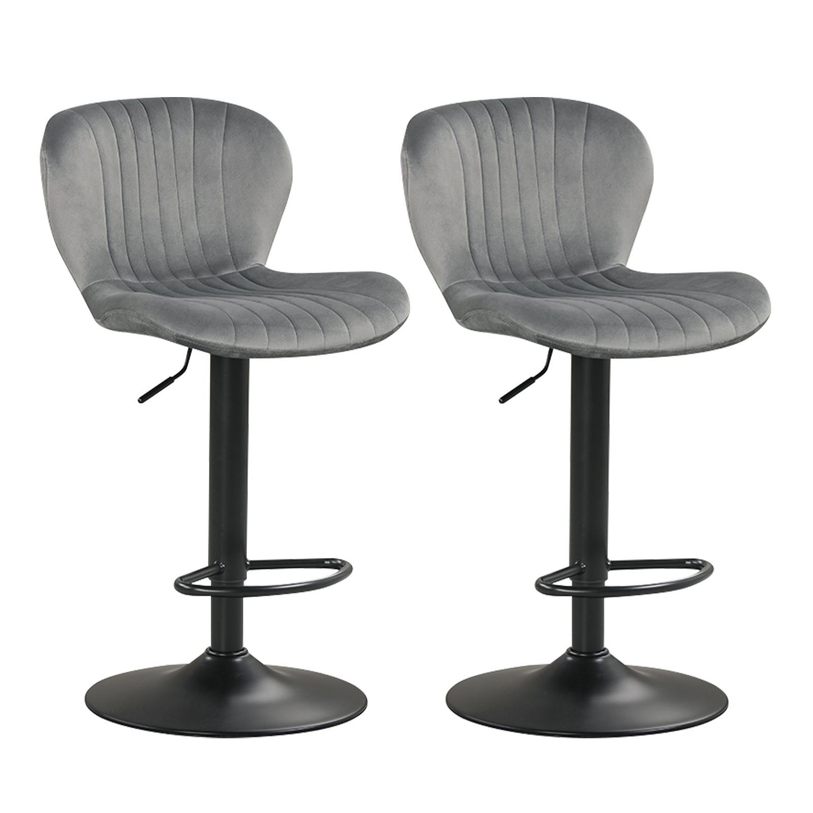 Adjustable Counter Height Chairs Set of 2 with Velvet Upholstered Backrests, Gray Bar Stools at Gallery Canada
