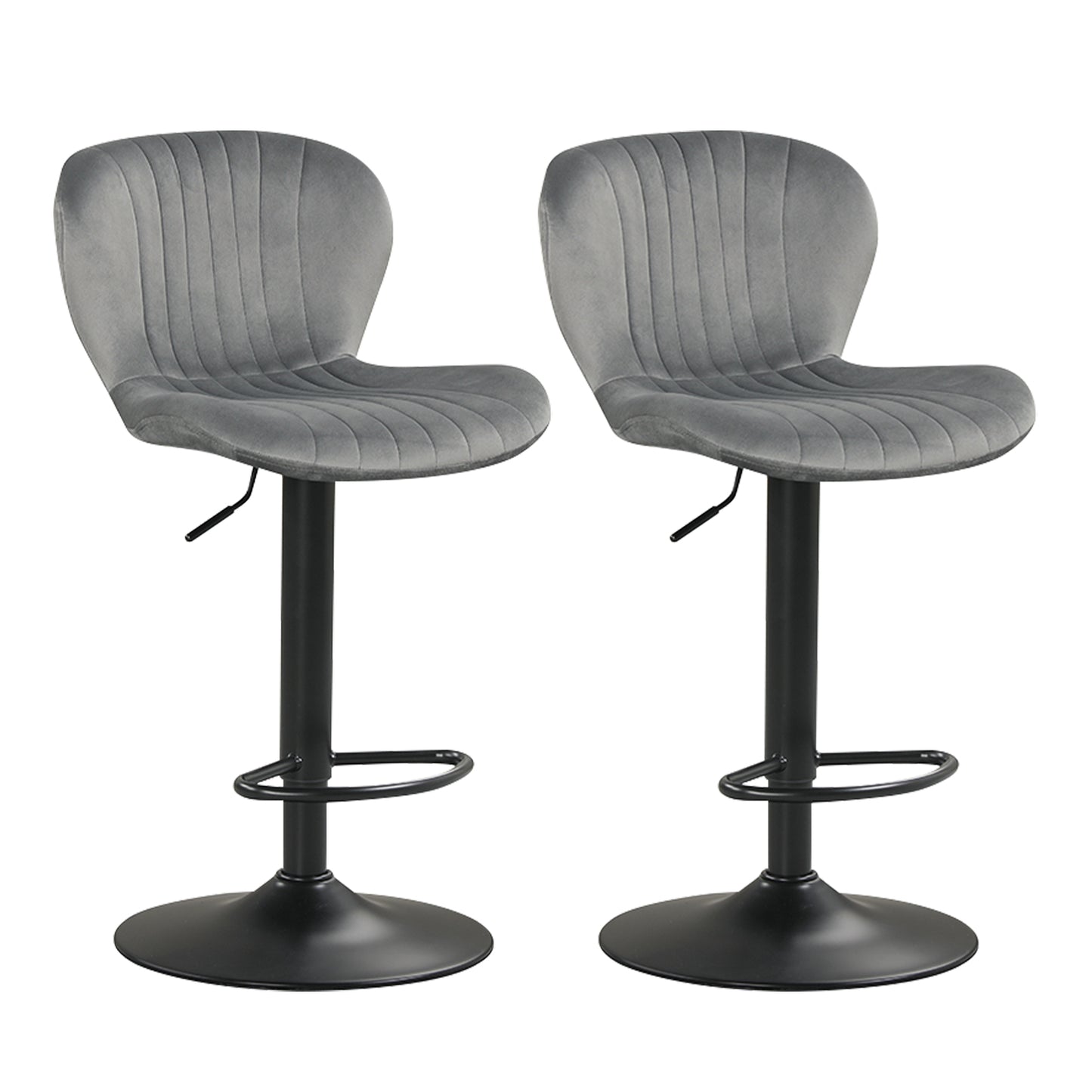 Adjustable Counter Height Chairs Set of 2 with Velvet Upholstered Backrests, Gray Bar Stools at Gallery Canada