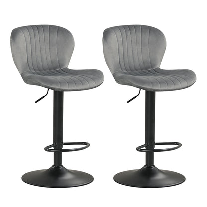Adjustable Counter Height Chairs Set of 2 with Velvet Upholstered Backrests, Gray Bar Stools at Gallery Canada