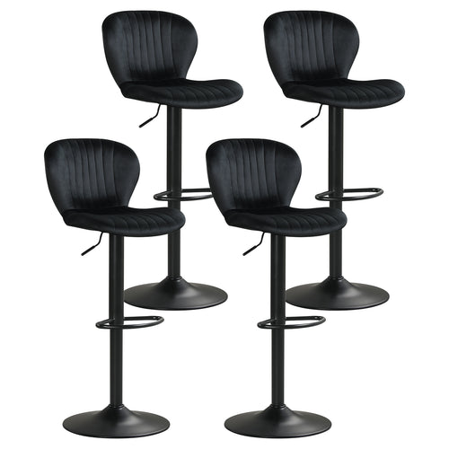 Adjustable Counter Height Chairs Set of 4 with Velvet Upholstered Backrests, Black