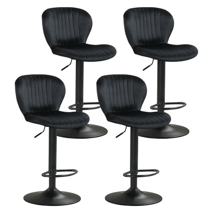 Adjustable Counter Height Chairs Set of 4 with Velvet Upholstered Backrests, Black Bar Stools at Gallery Canada