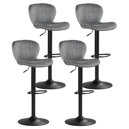 Adjustable Counter Height Chairs Set of 4 with Velvet Upholstered Backrests, Gray Bar Stools Gray at Gallery Canada