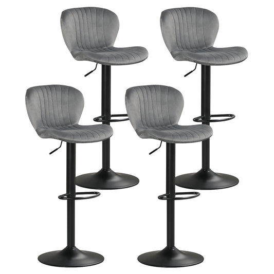 Adjustable Counter Height Chairs Set of 4 with Velvet Upholstered Backrests, Gray Bar Stools Gray at Gallery Canada