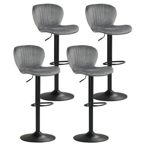 Adjustable Counter Height Chairs Set of 4 with Velvet Upholstered Backrests, Gray