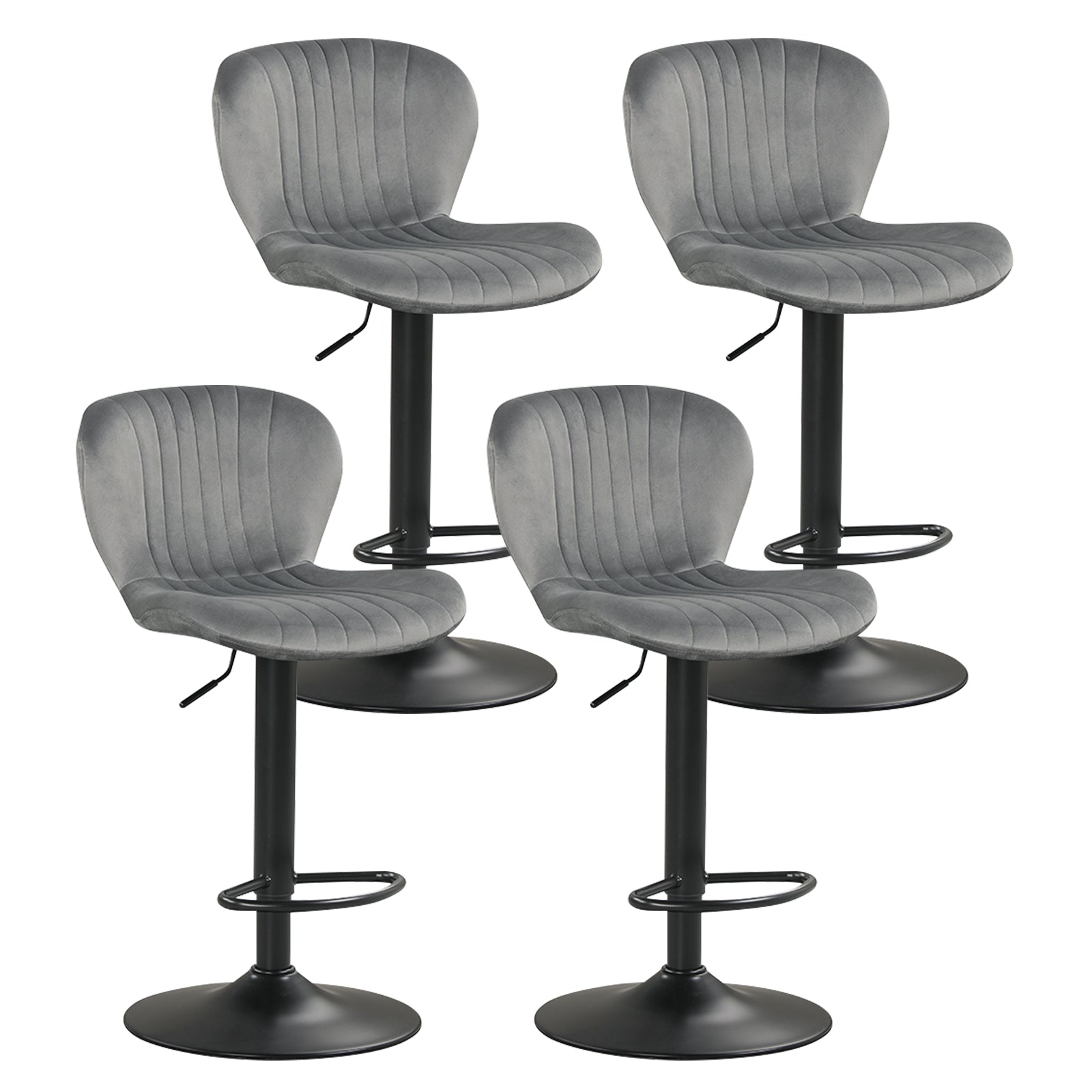 Adjustable Counter Height Chairs Set of 4 with Velvet Upholstered Backrests, Gray Bar Stools at Gallery Canada