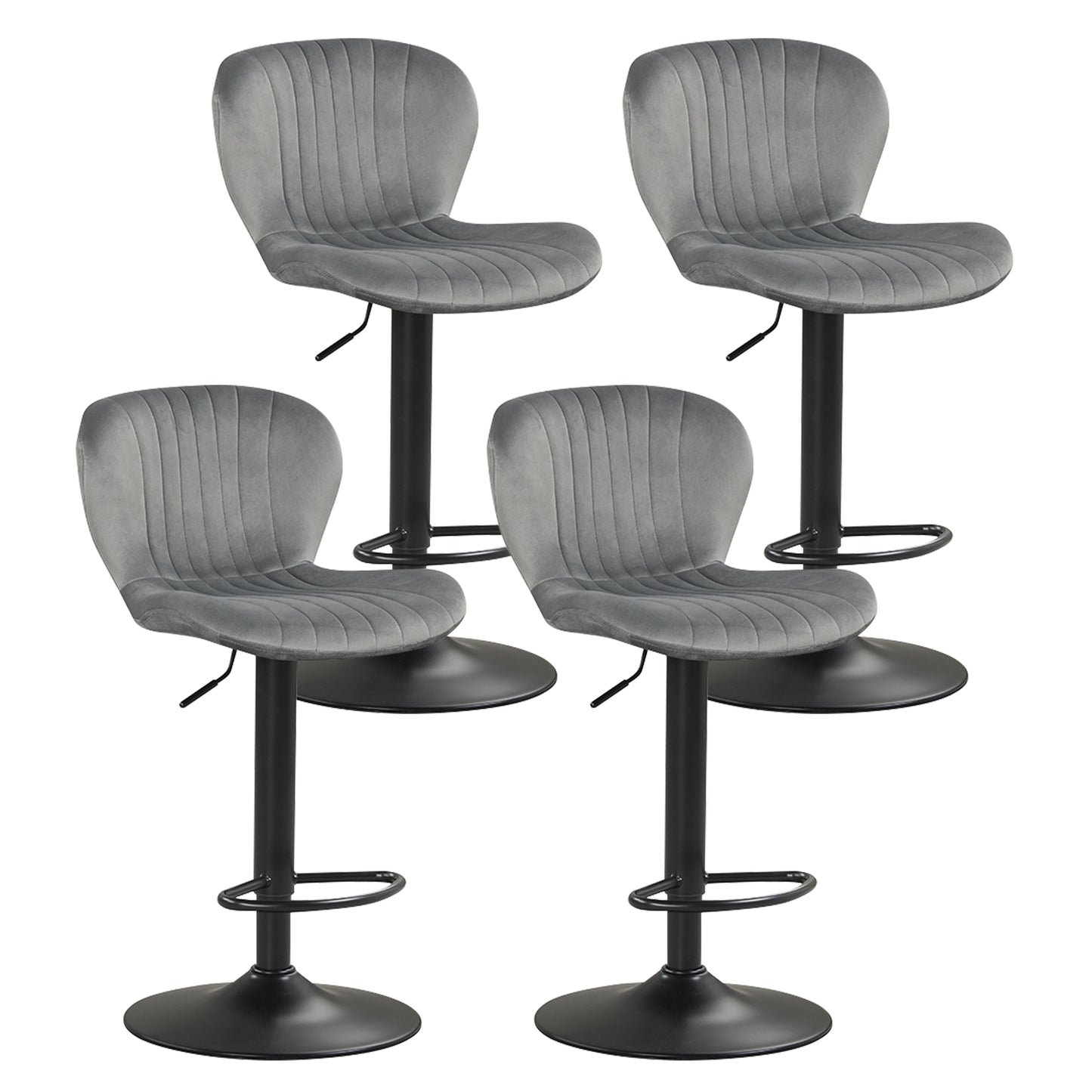 Adjustable Counter Height Chairs Set of 4 with Velvet Upholstered Backrests, Gray Bar Stools at Gallery Canada