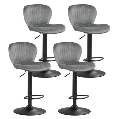 Adjustable Counter Height Chairs Set of 4 with Velvet Upholstered Backrests, Gray Bar Stools at Gallery Canada